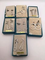 7 Pairs of Vintage Earrings in Boxes - Sterling