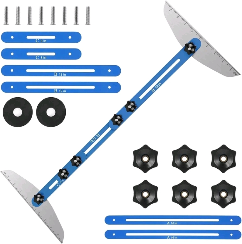 New - Stair Tread Gauge Template Tool, Adjustable Aluminum Alloy Measuring Stair Tool, 11"-60" High Precision Stair Tread Jig .