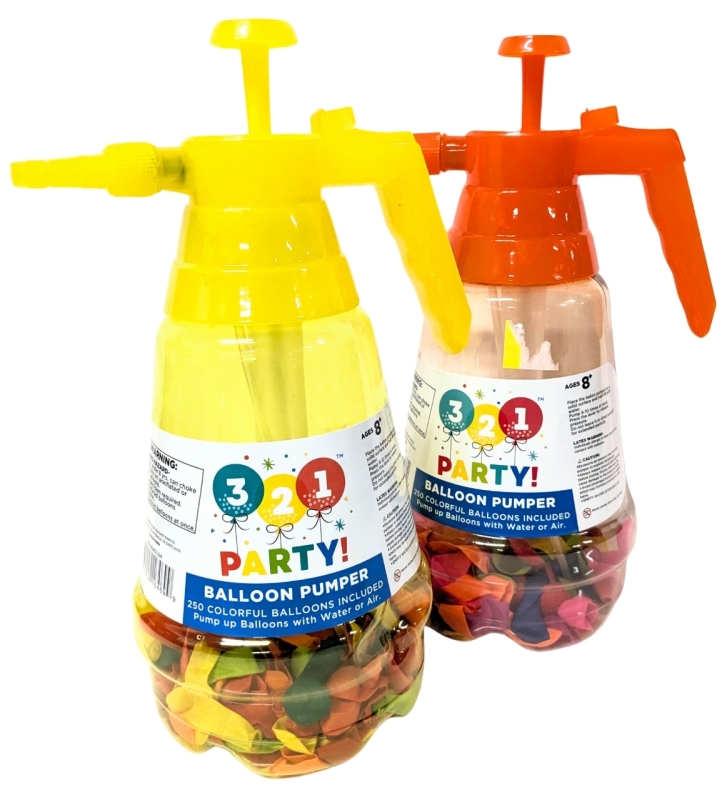 2 New 321 Party! Balloon Pumpers with 250 Colorful Latex Balloons (Use With Water or Air!)