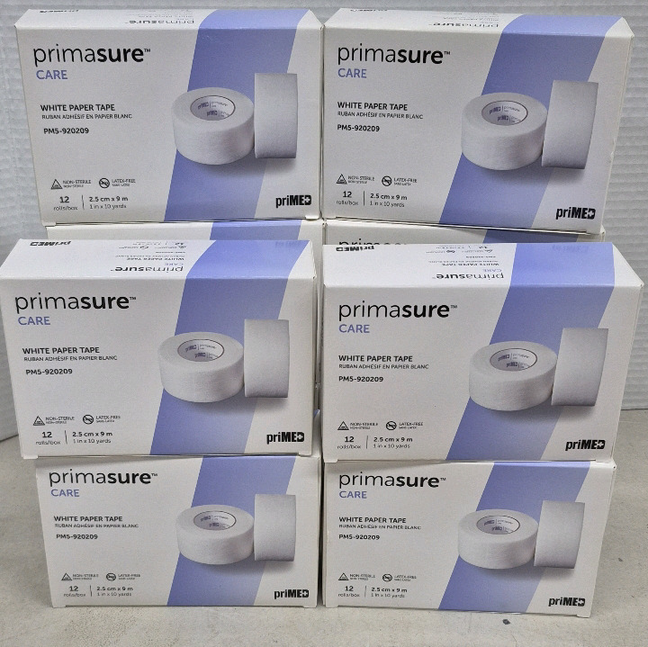 120 New Rolls Primasure Care White Paper Tape Non-Sterile Latex Free Exp 07/2024