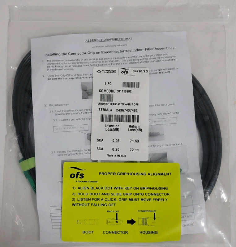 Furukawa Fiber Optic OFC indoor Preconnectorized Cable , 25ft. - New