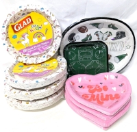 10 New Packs Disposable Plates : 4&times; GLAD for Kids Unicorn Soak-Proof Plates (8.5", 20ct), Touchdown Platter (12" &times; 10", 8ct), Football Square Plates (6⅞", 8ct), 4&times; Be Mine Heart-Shaped Plates (8.5" &times; 7.8", 8ct)