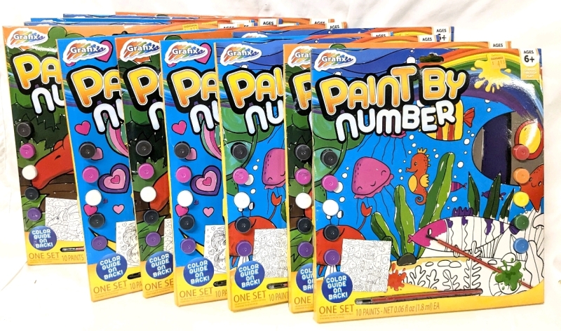 13 New Grafix PAINT BY NUMBERS Sets with Brush, 10 Paints, Picture & Colour Guide - 5 Different Designs