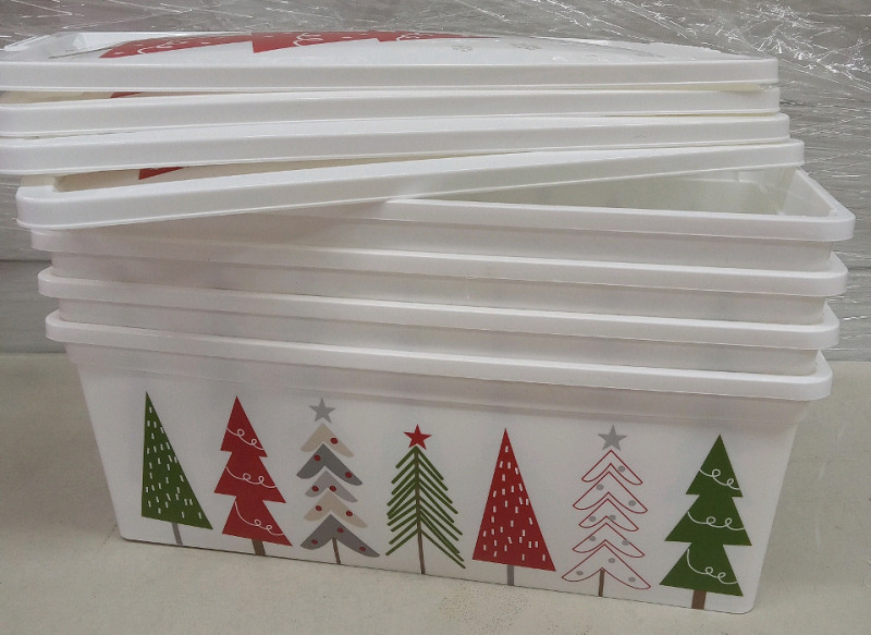4 New | Holiday Tree Themed C Boxes 5.8L or 13.2" x 7.4" x 4.7"