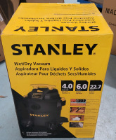 New - Stanley 6.0gal. Wet/Dry Vacuum . 4.0 Peak HP , 6.0gal./22.7L