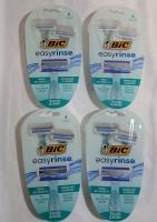 8 New BIC Easy Rinse Razors , 4 Blades w/Pivoting Head . 4-Packs , 2 Per Pack