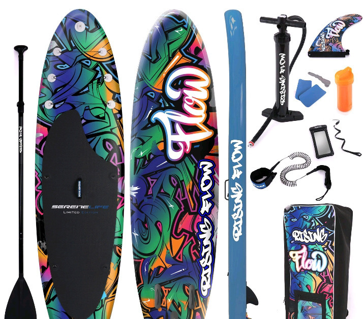 As New | SereneLife 10ft Stand Up Paddle Board w/ accessories (See Photo) and Manual pump