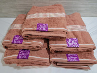 5 New Signature Apricot Bath Towels , 100% Cotton . Measures 30"&times;52"