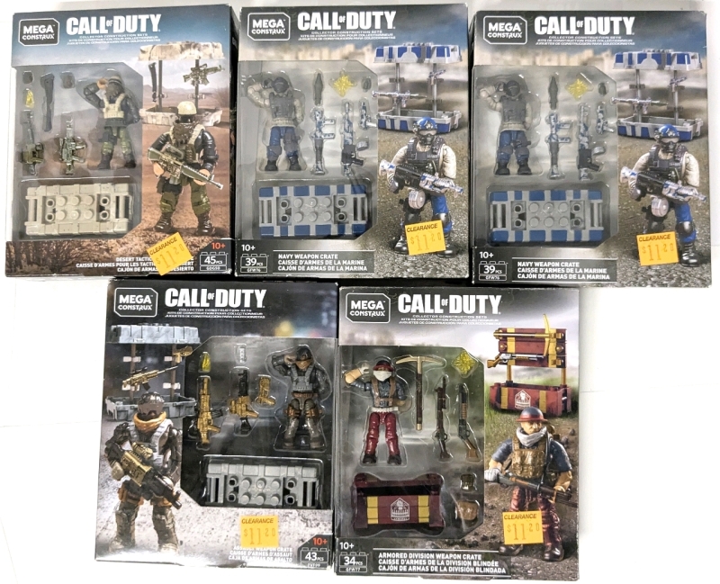 5 New CALL OF DUTY &times; MEGA CONSTRUX Crates : Desert Tactics, Navy Weapon, Assault Weapon, Armoured Division Weapon