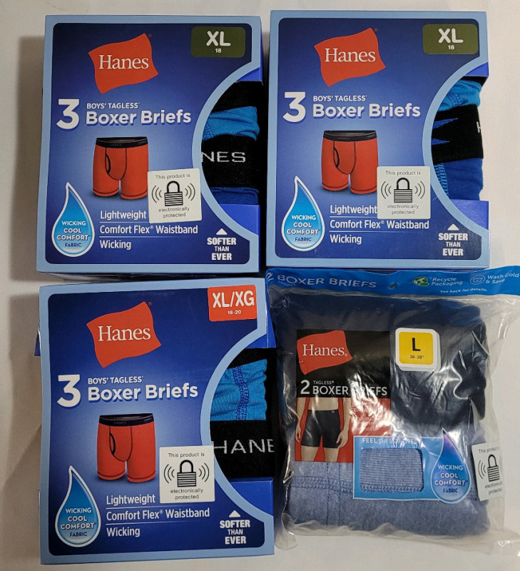 11 New Boys XL & Men's Large Hanes Boxer Briefs .