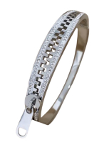 Luxury Stainless Steel Bracelet with Rhinestone Embellishments Glam Zipper Style <br/>