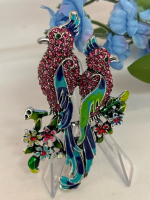 Retro Unique Enamel Bird Brooch Gorgeous Enamel Bird Inlaid Rhinestones Brooch <br/>Approximately 1.8 x 3 Inch