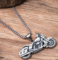 Stainless Steel Motorcycle Pendant Necklace Pendant Approximately 2. x 1 Inch Chain 22 Inch