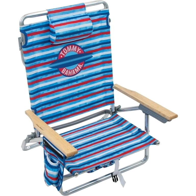 New Tommy Bahama 5-Position Classic Lay Flat Folding Backpack Beach Chair Retail for $116
