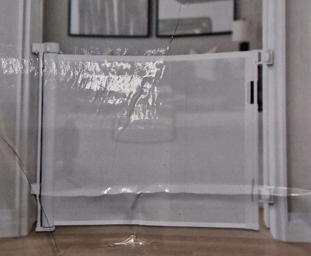 As New 28" Tall & 80" Wide Safety Gate with Mesh - White Model C-33