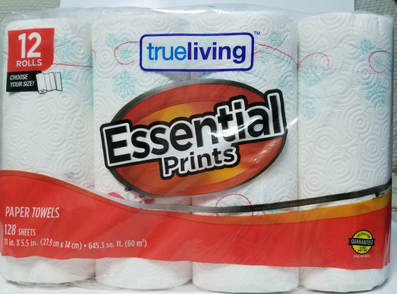 12 New rolls True Living Essential prints paper towels
