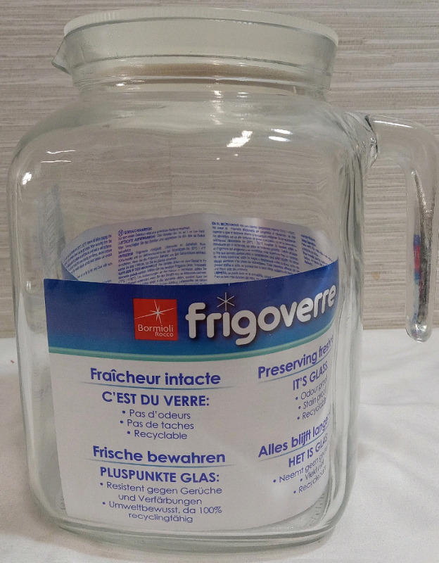 New | Frigoverre 8" x 5" Glass Pitcher