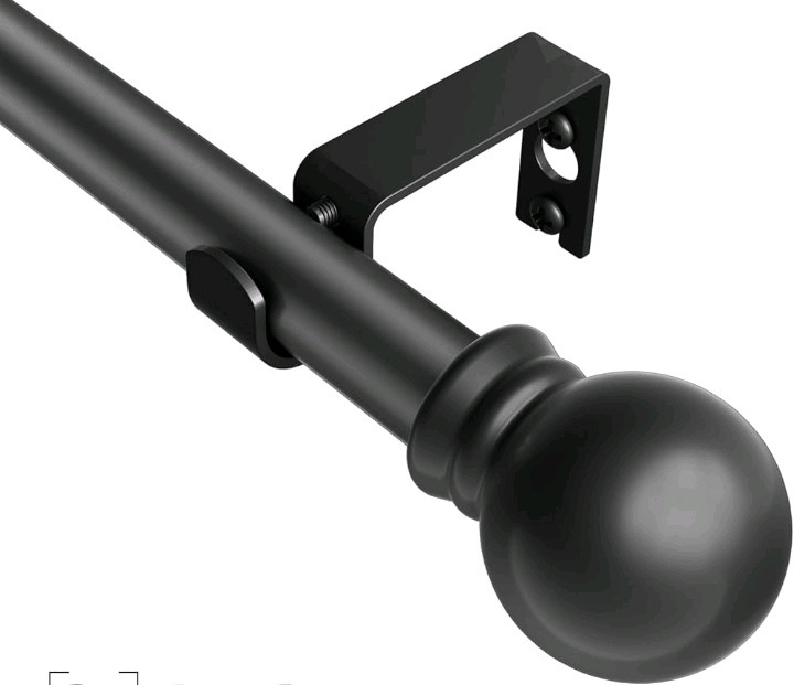 New | 31"-46" Curtain Rod w Simply Elegant Finials