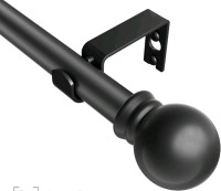 New | 31"-46" Curtain Rod w Simply Elegant Finials