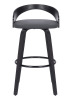 New - Armen Living Sonia MCM Style 360&deg; Swivel Barstool . Black Wood w/Gray faux leather upholstery . Retail $225 . Some Assembly Required , Complete - 3