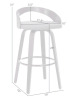 New - Armen Living Sonia MCM Style 360&deg; Swivel Barstool . Black Wood w/Gray faux leather upholstery . Retail $225 . Some Assembly Required , Complete - 5