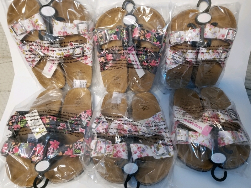 6 pairs of New Ladies sandals 2 large(9-10) 2 medium (7-8) 2 small (5-6)