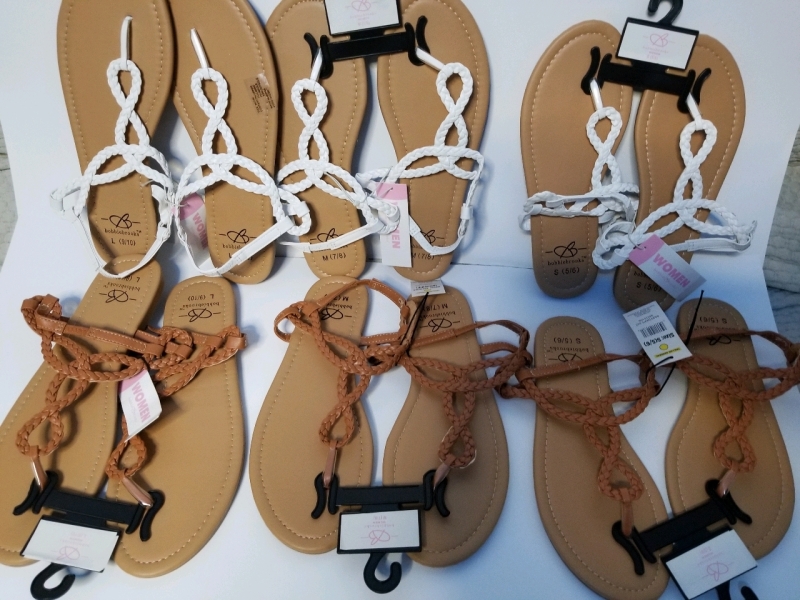 6 pairs of New Bobbie Brooks Ladies sandals 2 large(9-10) 2 medium (7-8) 2 small (5-6)