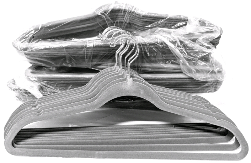 45 As-New Flocked Clothes Hangers - Keeps Clothes from Falling Off!