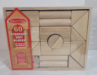 New - Melissa & Doug 60 Top-Quality Hardwood Standard Unit Building Blocks with Smooth, Rounded Edges | Retails Over $120!