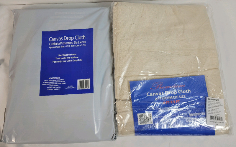 2 New 6ft&times;9ft Premium Canvas Drop Cloth .