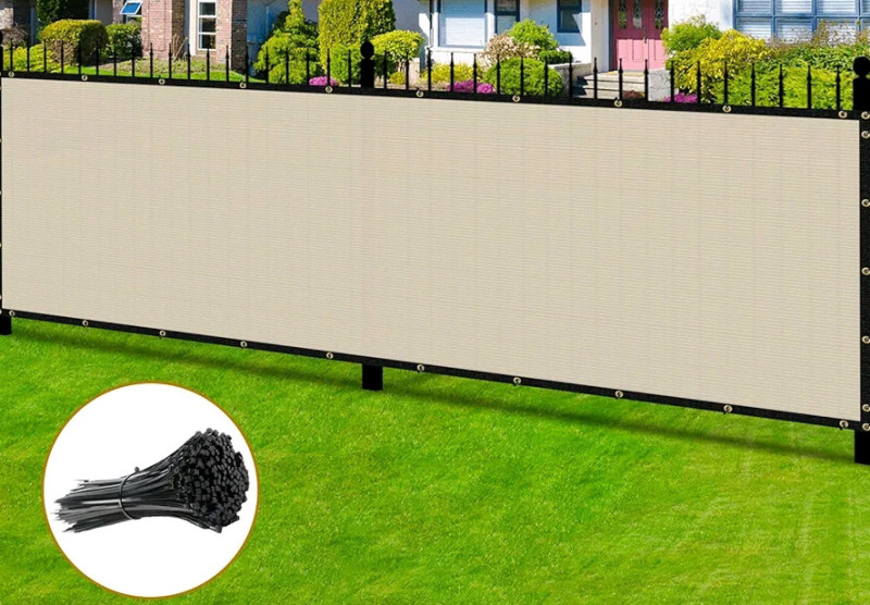 New - Coonoble Outdoor Fence Privacy Screen 8ft&times;40ft , Beige . Heavy Duty Mesh Shade Privacy Screens Fencing for Patio Backyard Garden . Retail$130