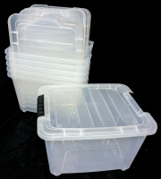 6 IRIS USA Clear Plastic Lidded Bins - 15" &times; 12.5" &times; 10"
