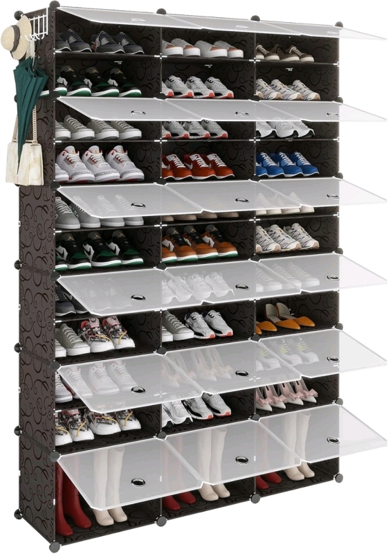 As-New in Box LXVCKLY 12-Tier Shoe Rack - Holds Up to 72 Pairs! Black | Retails Over $70!