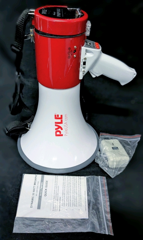 As-Is PYLE Megaphone Bullhorn - Talk & Siren Modes, Handheld Microphone, MP3/USB Reader PMP58U