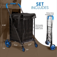 As New: Serenelife Heavy Duty Foldable Shipping Cart With Removable Cart Liner - Dimensions in Photos - Retails for 94$