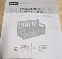 As Is | Keter 265L Hard Plastic Storage Bench | * Retails $279 *