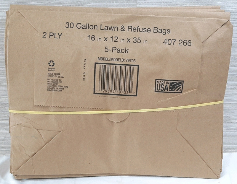 New 5-Pack of 30 Gallon Leaf Bags