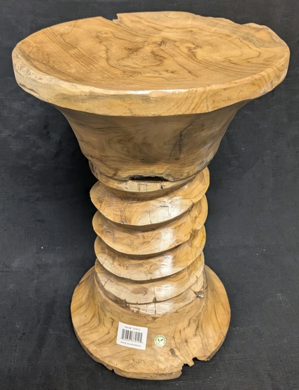 As New: Wooden Stool - 50cm Tall x 33cm Diameter Seat