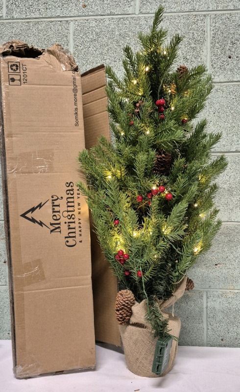 As New in Box Somikis 3Ft Artificial Christmas Tree with LED Lights
