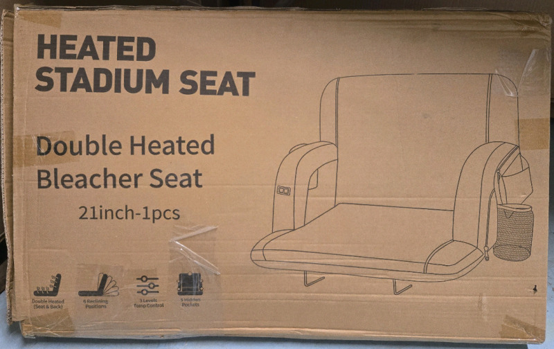 New In Box | Heated Stadium Seat | Double Heated Bleacher Seat 21"