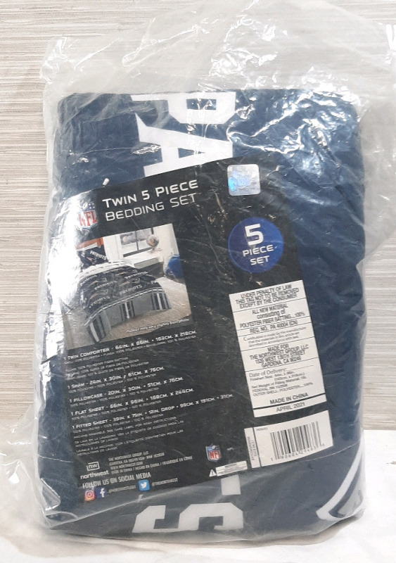 New NFL Patriots Twin 5 Piece Bedding Set
