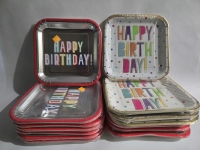 14 New | Packs Of Square Paper Happy Birthday Plates