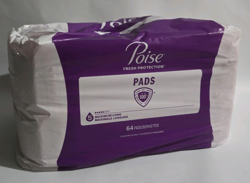 New Sealed | 64Ct Poise Fresh Protection Maximum Long Pads