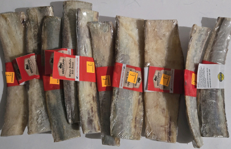 10 New Sealed | HeartLand Farms Water Buffalo Rib Bone Dog Chews