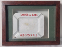 Vintage Tayor & Bate Brewery Old Stock Ale Metal Enamel Ashtray in Frame . Ashtray measures 6"&times;4 3/4"