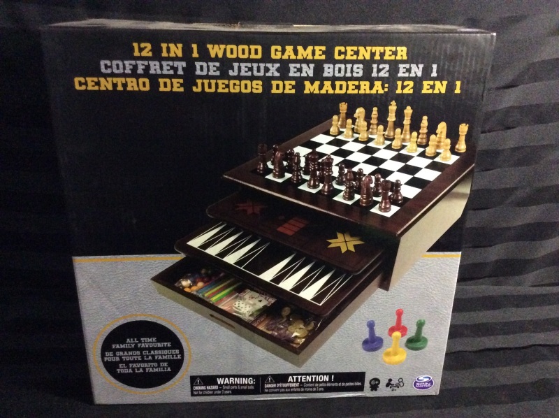 New 12 in 1 Wood Game Center by Spin Master