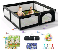 As New | 59" Pusega Baby Playpen w/Zipper Opening & Ball Pit Balls
