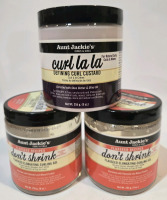 3 New | 255g Aunt Jackie's Don't Shrink Flaxseed Elongating Curling Gel & Defining Curl Custard