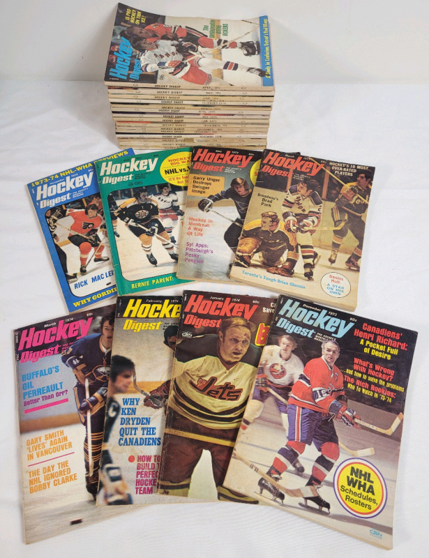 1973 - 1977 Hockey Digest Pro Hockey Monthly Magazine . 23 Magazine , March 1973 - January 1977