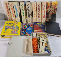 Vintage Sewing , Knitting , Crochet and Needlecraft Books plus Sewing Machine Accessories